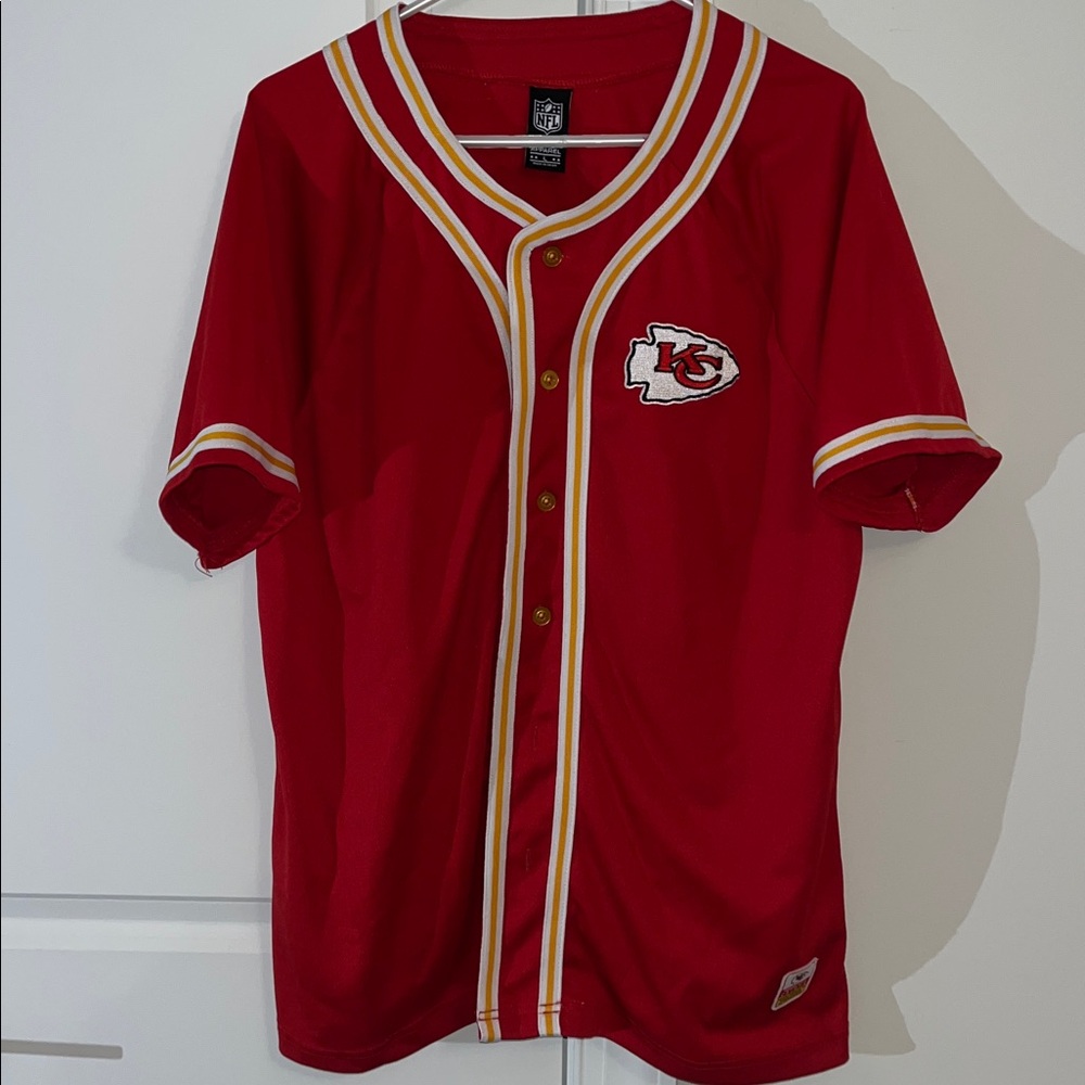 Red Patrick Mahomes Kansas City KC Chiefs Kingdom NFL 60 Baseball Jersey L Men’s